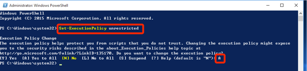 Set-ExecutionPolicy unrestricted